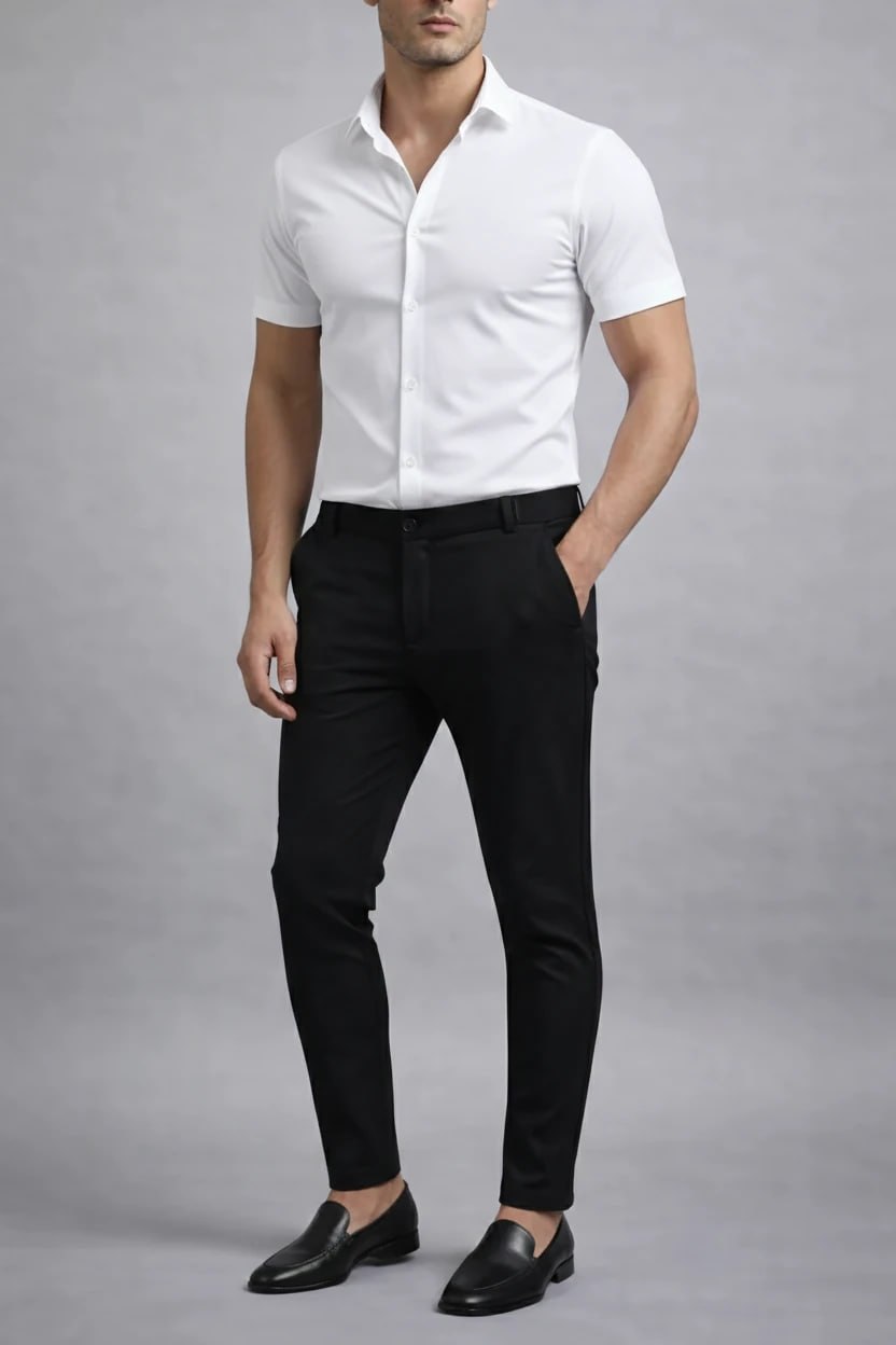 ست شلوار و پیراهن سفید آستین کوتاه