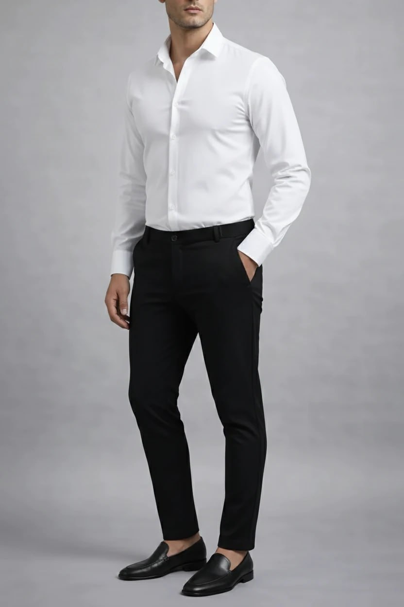ست شلوار و پیراهن سفید آستین بلند